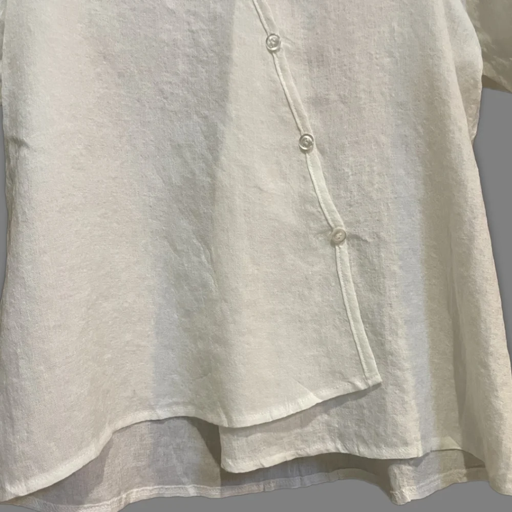 Cotton Linen Diagonal Button Down Formal Shirt - Picture 4 of 6